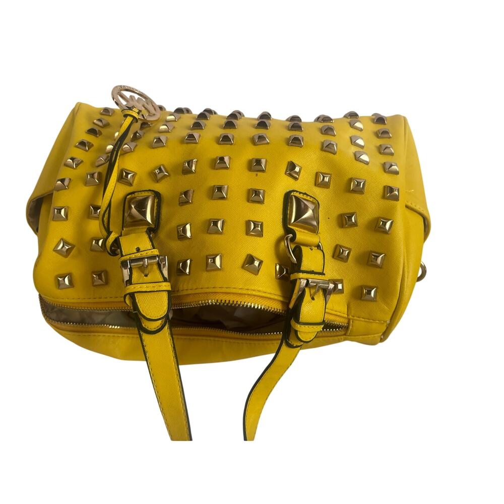 Leather studded satchel, Michael Kors Grayson/Hamilton Yellow - Picture 7 of 8